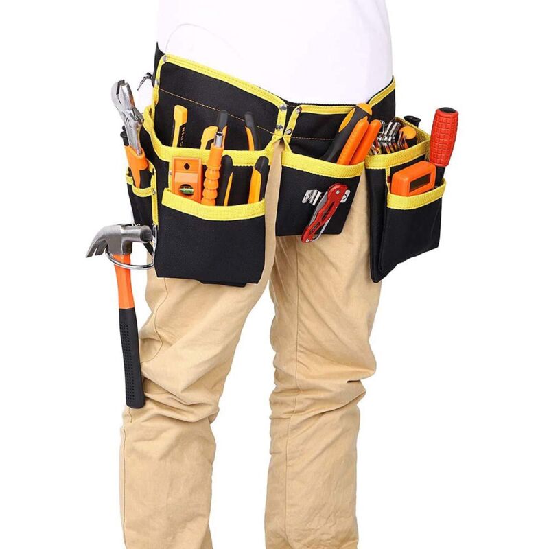 Werkzeuggürtel Mit 11 Taschen, Werkzeughalter, Aus Wasserdichtem Material, Mit Verstellbaren Gurten, Für Elektriker, Schreiner Und Bauarbeiter.