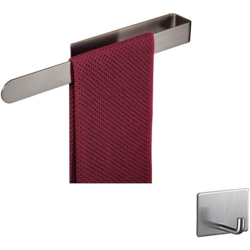 Bohrfreie Handtuchstange Aus Edelstahl Mit Haken – 35 X 5 X 4 Cm