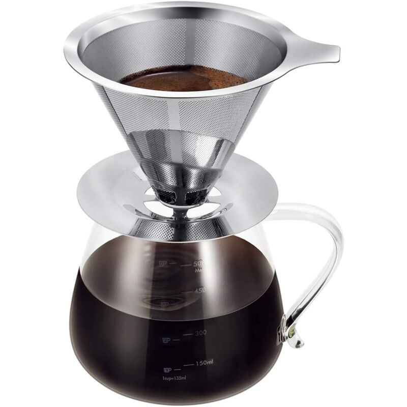 Doppelfilterbecher Aus Edelstahl (mittlere Basis, Kaffeemaschine Nicht Im Lieferumfang Enthalten), Papierloser, Rostfreier Filter, Manueller Filter, Glas-filterkaffeemaschine, Kaffee-geschenk