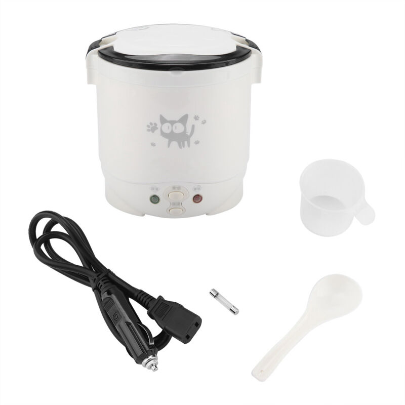 Multifunktionaler Tragbarer Elektrischer Reiskocher, 12 V, 100 W, 1 L, Dampfgarer Fürs Auto (weiß)