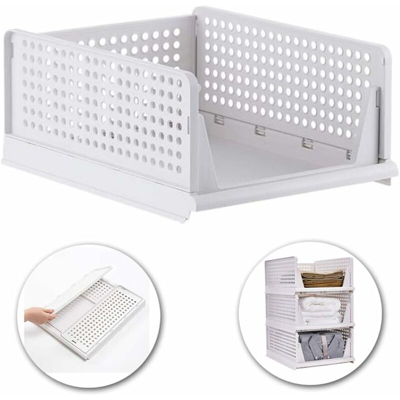 Stapelbarer Wäschekorb-organizer, Schiebeschrank-schubladenregal, Diy-trennwand, Schreibtischbehälter Für Kleiderschrank, Schrank, Küche, Bad, Büro (weiß)