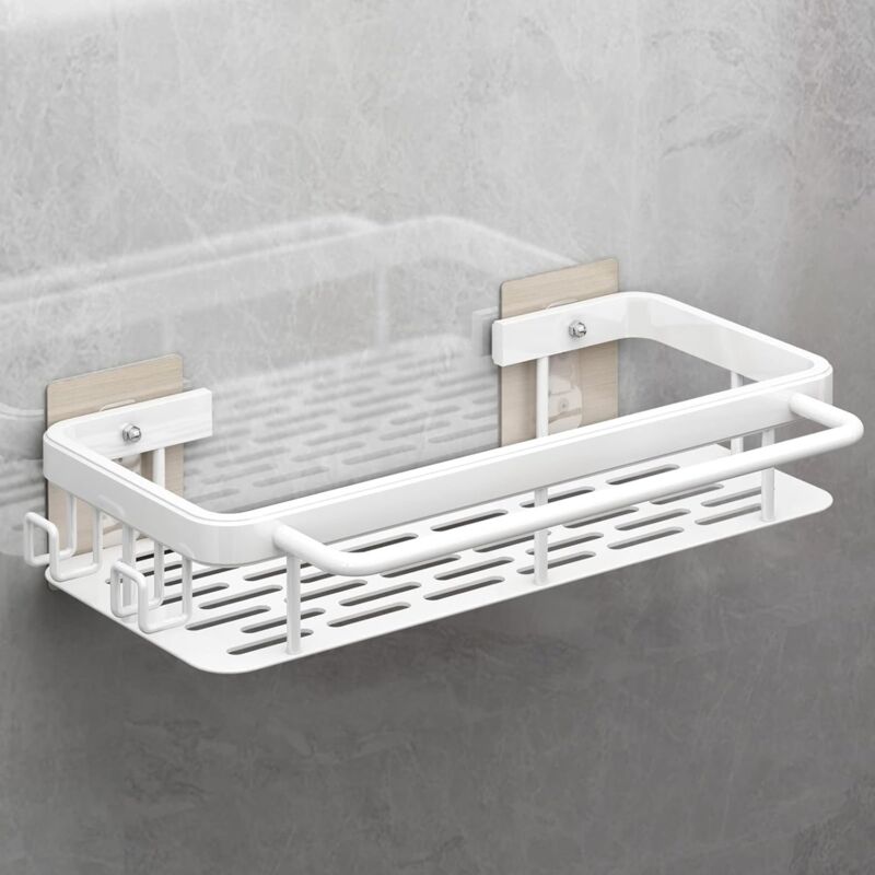 Weißer Spülbecken-organizer – Ohne Bohren – Küchenzubehörhalter – Schwamm, Bürste/seife – Spülbecken-caddy Mit Handtuchhalter Und Haken
