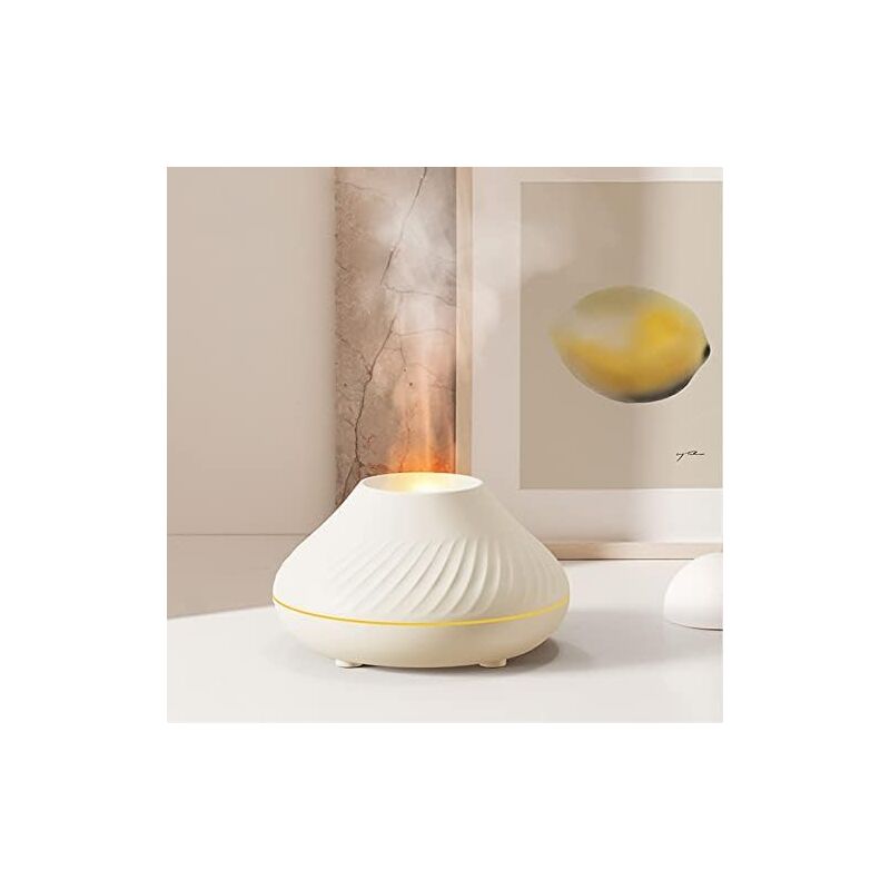 Flammen-aroma-diffusor Mit Ätherischen Ölen Und Luftbefeuchter, 7 Flammenfarben, Für Zuhause, Schlafzimmer, Yoga, Büro, Mit Automatischer Abschaltung Bei Wassermangel (weiß)