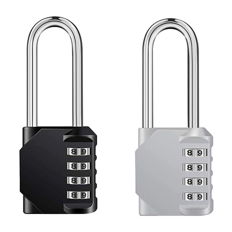 2 Stück 4-stelliges Zahlenschloss, Rostfreies Zahlenschloss Aus Zinklegierung, Code-schloss Für Schränke, Fitnessstudio, Garage (schwarz, Silber)