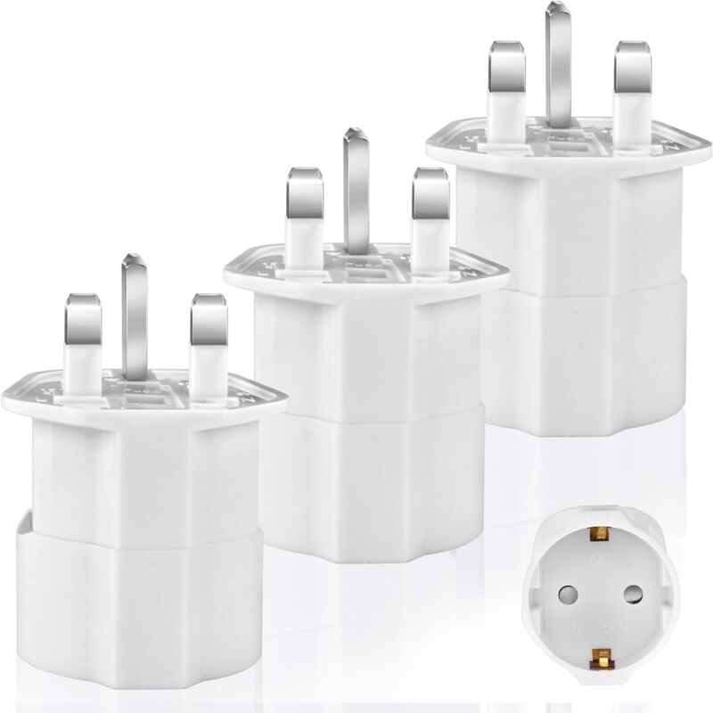 3er-pack Uk-steckeradapter, Frankreich-zu-uk-reiseadapter, Typ-g-adapter, Uk-zu-frankreich-steckeradapter, Irland/europa-zu-uk-dubai-steckeradapter