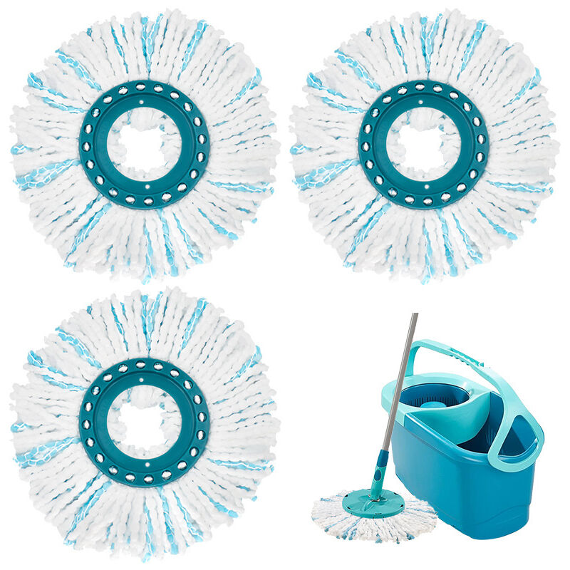 3 X Leifheit Spin-mopp-pads, Ersatzpads, Mikrofaser-moppkopf Für Nass- Und Trockenreinigung, Zubehör