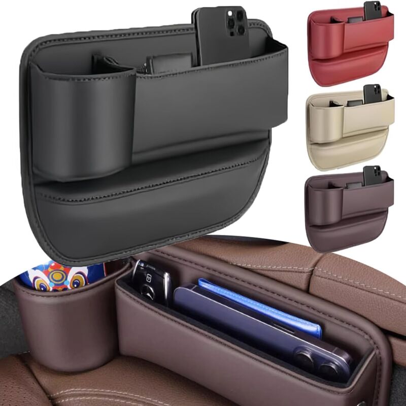 Starnearby Organizer Für Die Autoseitenverkleidung, Aufbewahrungsbox Für Den Sitzspalt, Autotasche Mit Getränkehalter, Organizer Für Den Vordersitz