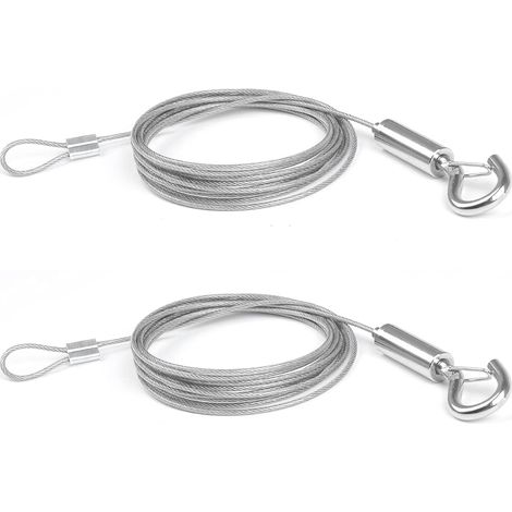 2 Stück X 2 M Edelstahl-kabelhakenseil Für Kleidung/lampen/fotos, Max. Tragkraft 30 Kg