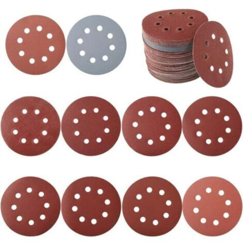 125-mm-kreisschleifscheibe, 100 Stück, Für Papier, Glas Und Holz Körnung 80 Bis 3000 Für Schleifmaschinen