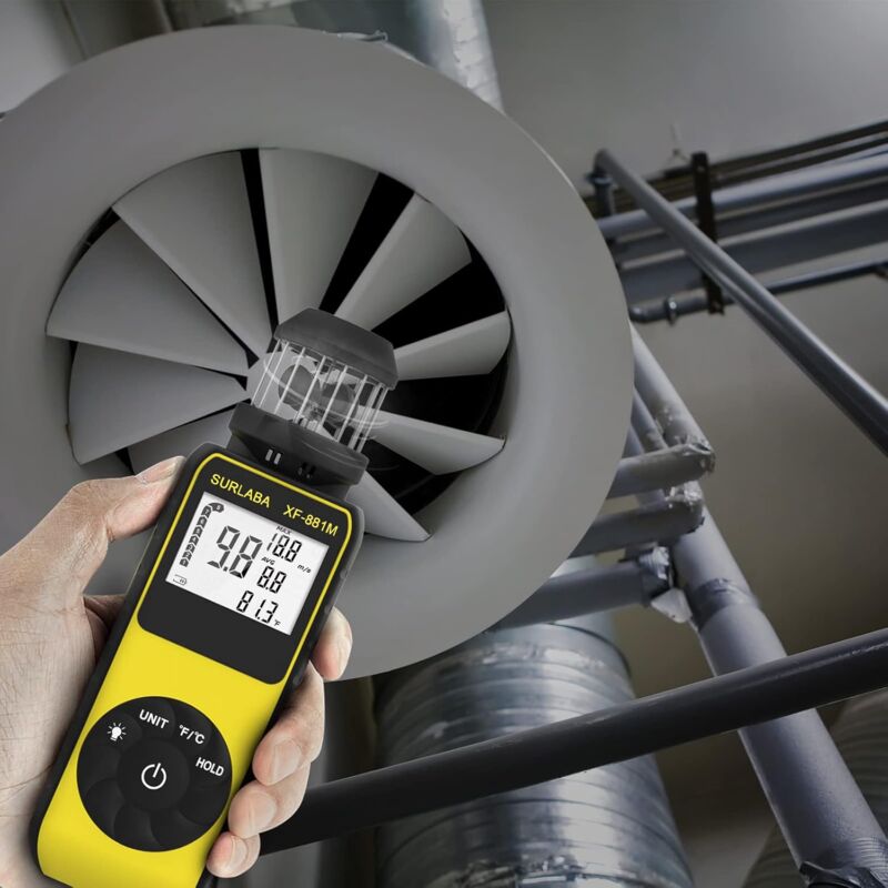 Wind Cup Digitales Anemometer, Windgeschwindigkeitsmesser Für Den Außenbereich 0,7–42 M/s, Tragbares Anemometer Zur Messung Von Max/avg Windgeschwindigkeit Und Temperatur (℃/℉), Luftstromanzeige Mit K