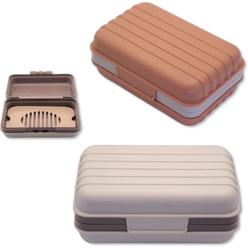 2er-set Tragbare Seifenschalen Mit Deckel, Creme-weiß Und Lachsfarben, Seifenschale Für Reisen, Wandern, Camping