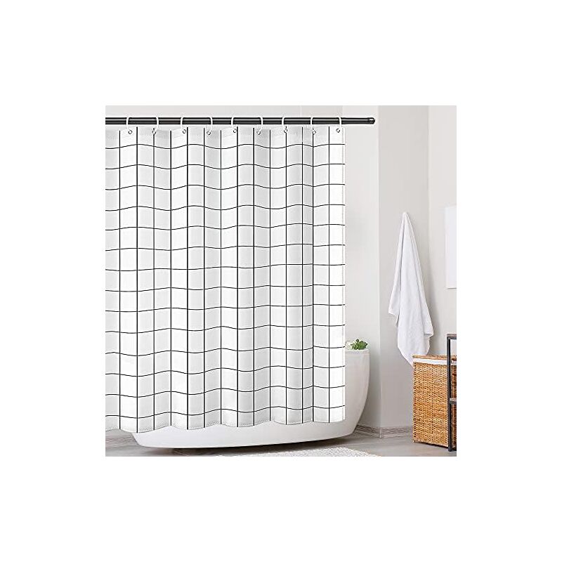 Duschvorhang, Schnell Trocknend, Wasserdicht, Beschwerter Saum, Waschbare Duschvorhänge, Polyester-badezimmervorhang Mit 12 Haken, 180 X 200 Cm