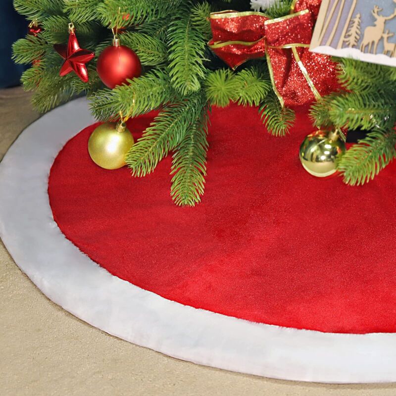 Rot-weißer Weihnachtsbaumrock, Weihnachtsbaumunterlage, Geeignet Für 1,5 M / 1,8 M / 2,1 M Hohe Weihnachtsbäume, Baumfußabdeckung, Geeignet Für Weihnachten, Partys, Hochzeiten – 150 Cm