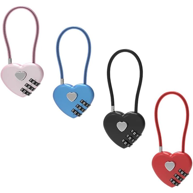 4er-set Zahlenschlösser, Reiseschlösser, 3-stellige Kofferschlösser, Mini-zahlenschlösser, Für Koffer, Schubladen Und Schränke (4-farbig)