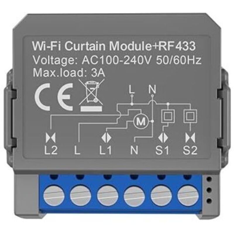 Intelligenter Wlan-vorhangschalter, Ferngesteuertes Vorhangmodul, Ac 100 Bis 240 V, 50/60 Hz, Ip20, Wasserdichter Timer, Sprachgesteuerter Schutzschalter, Intelligentes Schaltermodul
