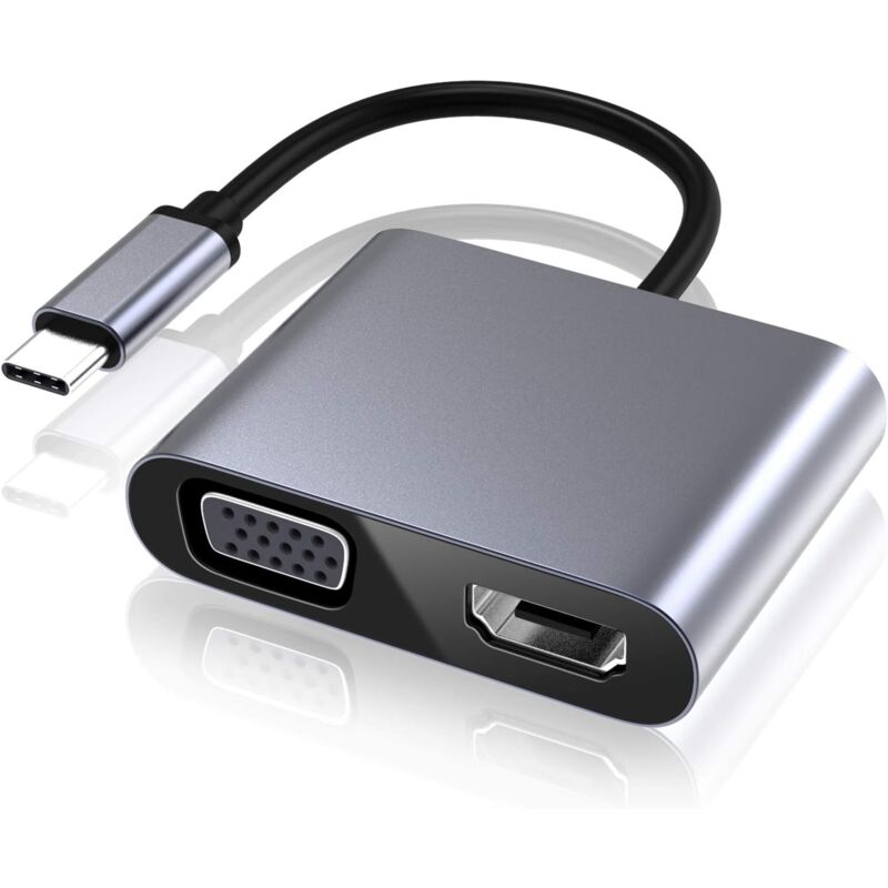 Usb-c-zu-vga-hdmi-adapter, Typ-c-zu-vga-hdmi-4k-uhd-adapter-konverter, Kompatibel Mit Laptops, Macbook Pro/air, Nintendo, Dell, Hp, Samsung S8/s9, Huawei Mate 30 Und Mehr