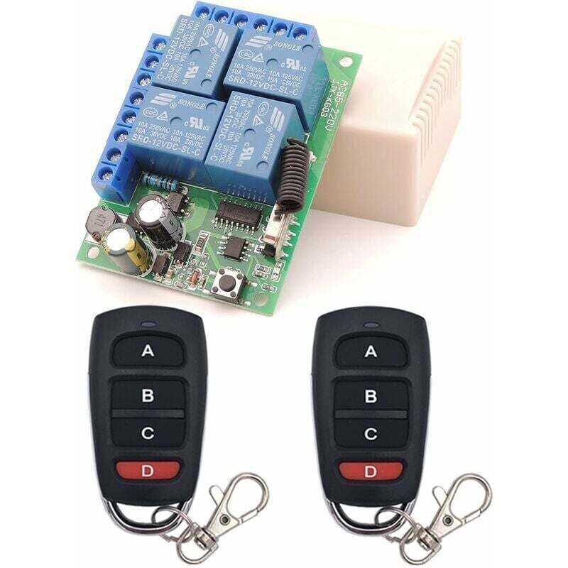 Universeller Fernbedienungsschalter, Rf-relaisempfänger Ac 230v/220v 10a 4ch 433mhz Mit 2 Sendern Für Motor, Garagentor, Licht, Elektrische Vorhänge, Diy-schalter Thisnde