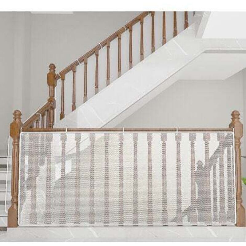 Weißes Babysicherheitsnetz 4500 X 90 Cm – Verstellbarer Balkon- Und Treppenschutz, Robustes Netz Für Geländer