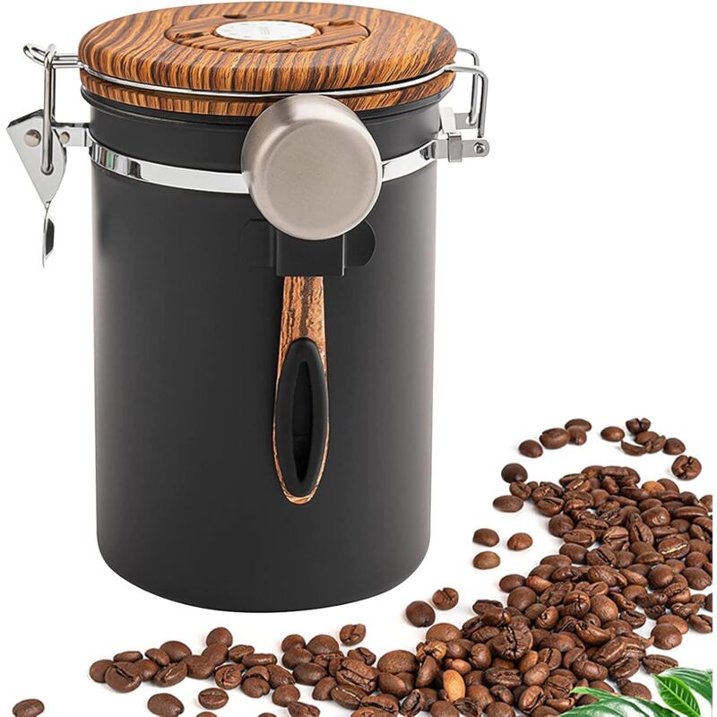Kaffeedose, 1,8 L Luftdichte Kaffeedose, Edelstahl-kaffeebohnenbehälter, Aufbewahrung Für Kaffeebohnen