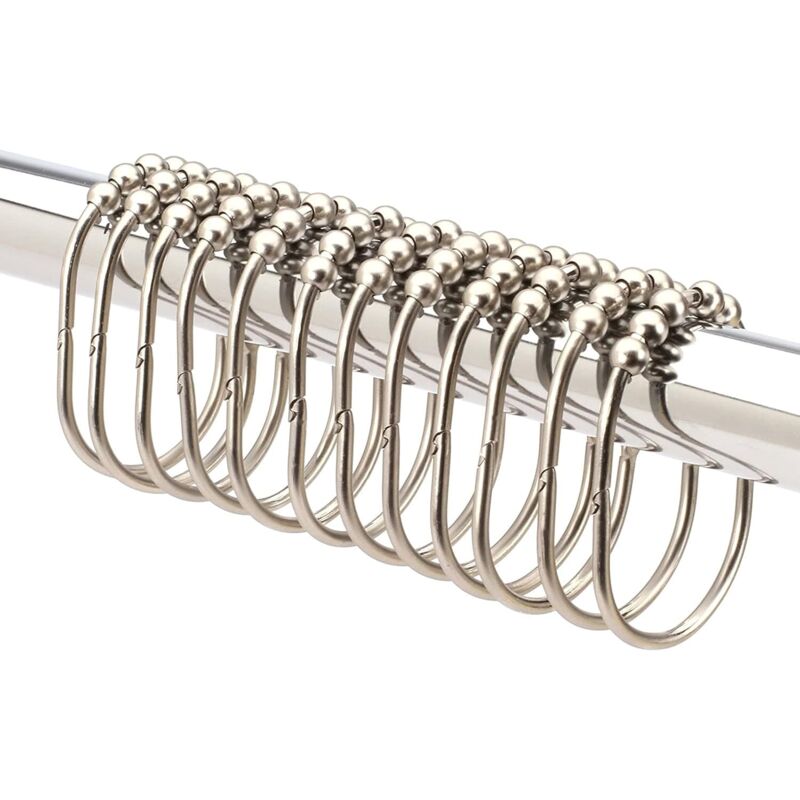 (nickel), 12er-set Duschvorhangringe/-haken, Leichtgängige Rollen, Rostfreier Edelstahl