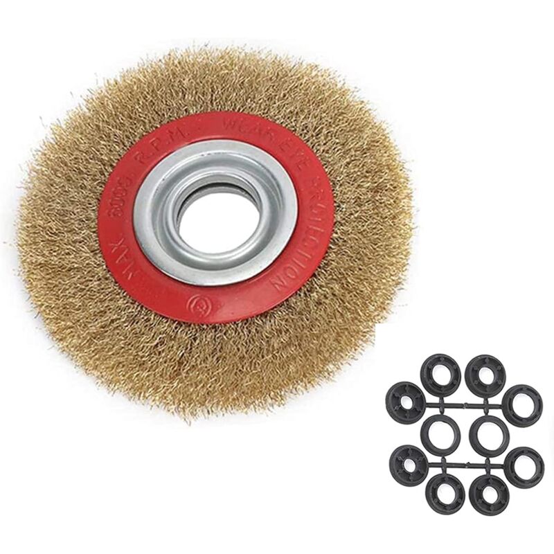 Drahtbürste 6 Zoll 150 Mm Drahtbürste Für Schleifbock, Polieren Und 10-teiliges Reduzierstück, Feste Ringbürste, Drahtbürste, Rundstahlreiniger