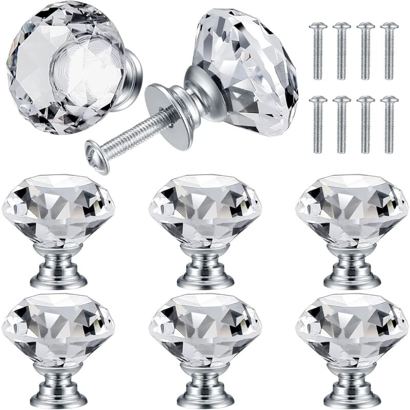 8 Stück 30 Mm Kristall-türknöpfe, Diamantgriffe, Diamant-möbelgriffe, Schrankknöpfe, Dekorationsgriffe, Schubladenknöpfe, Küchenknöpfe