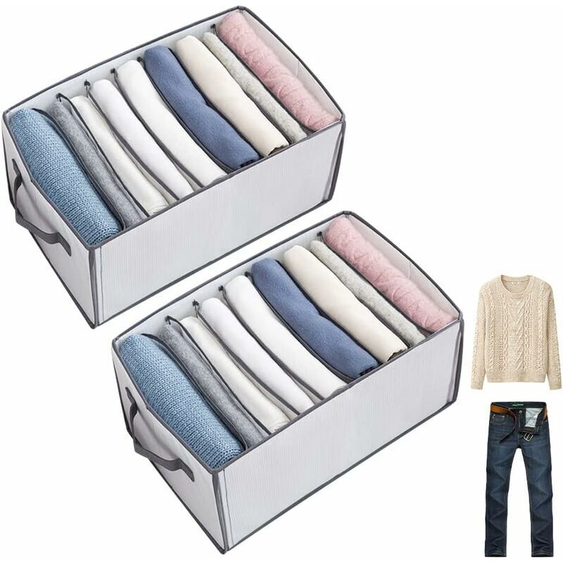 2er-set Schrank-organizer, Schubladen-aufbewahrungsboxen, Ordnungssystem, Faltbare, Verstärkte, Stapelbare Schrank-organizer-boxen Für Hosen, Jeans, T-shirts, Unterwäsche