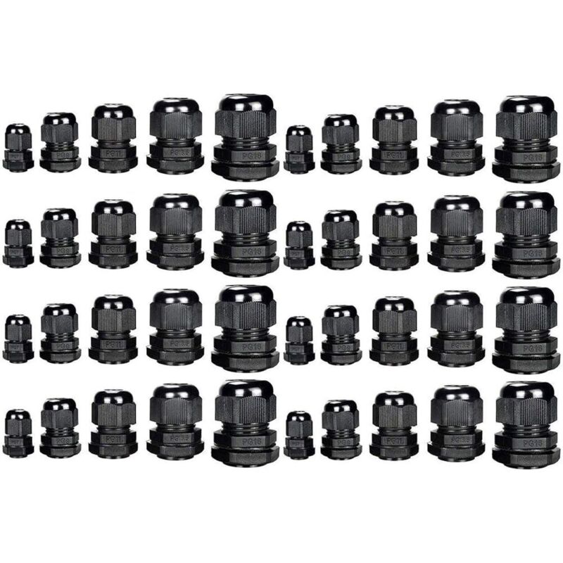 Wasserdichte, Verstellbare Kabelverschraubungen Aus Kunststoff, 3,5–13 Mm, Kabelverschraubungsdichtungen, Drahtschutz, Pg7, Pg9, Pg11, Pg13,5, Pg16, 40er-pack