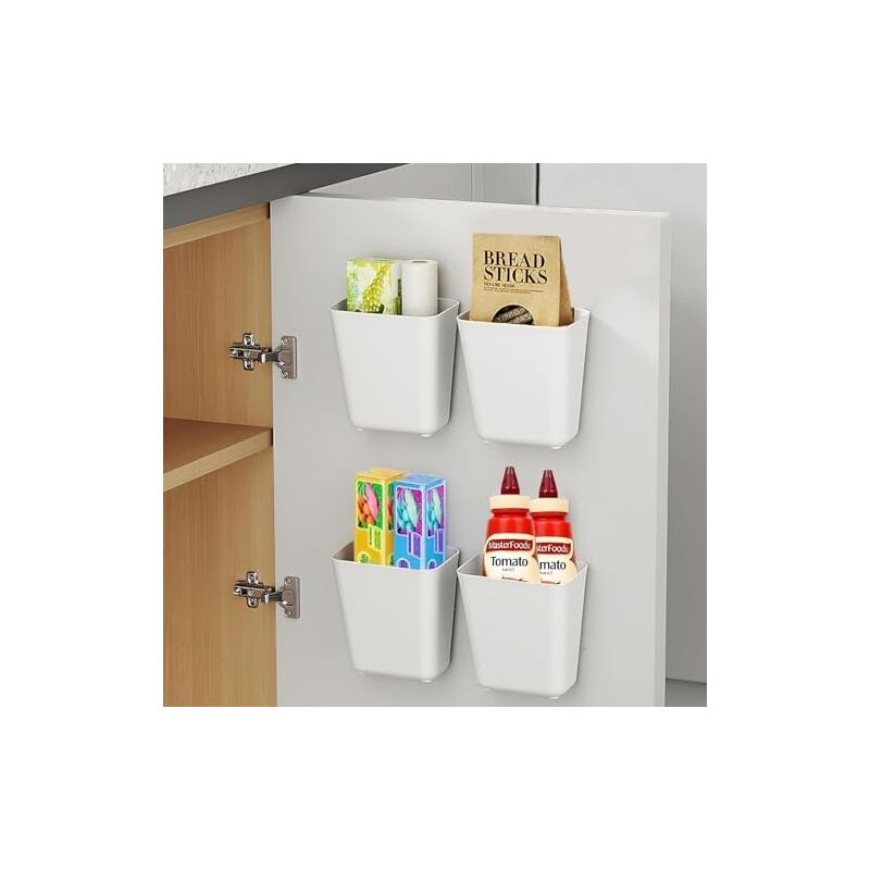 14 X 9 X 15 Cm 4 Stück Selbstklebende Wandboxen, Organizer-boxen Für Küchenschranktüren Und Aufbewahrungsboxen Für Bad, Kleiderschrank, Kühlschrank Und Büro