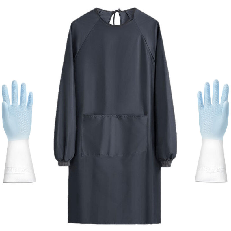 Wasserdichte Haushaltsschürze Für Damen, Arbeitsbluse Für Damen Mit Taschen, Langarmschürze Für Haus Und Garten, Inklusive Einem Paar Handschuhe