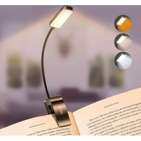 9-led-leselampe, Wiederaufladbare Klemmleuchte, Stufenlose Dimmung, 3 Augenschutzmodi (weiß/gelb/mischlicht), 360° Flexibler Hals, Nachttischlampe – Schwarz – Rapanda