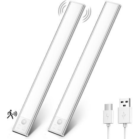 Schrankleuchte, Wiederaufladbare Led-innenschrankbeleuchtung, Kabellos, Dimmbare Led-leuchte Mit Bewegungssensor, Led-leuchte Für Kleiderschrank, Abstellraum, Treppenhaus, Küche (31 Cm – 2 Stück, 6000