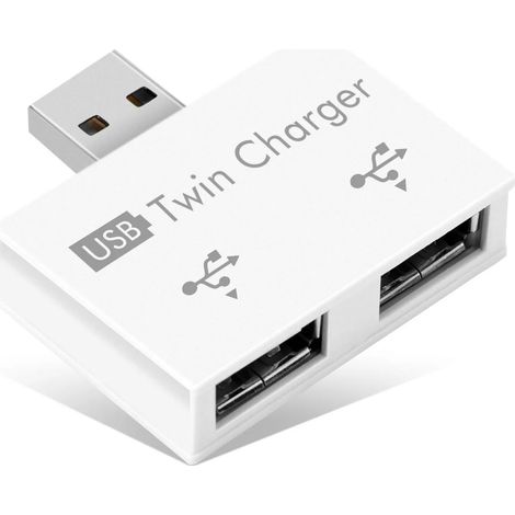 2x Usb 2.0 2-port Tragbarer Usb-hub, Stecker Auf Zwei Usb-buchsen Adapter Für Laptops Und Desktop-computer (weiß)