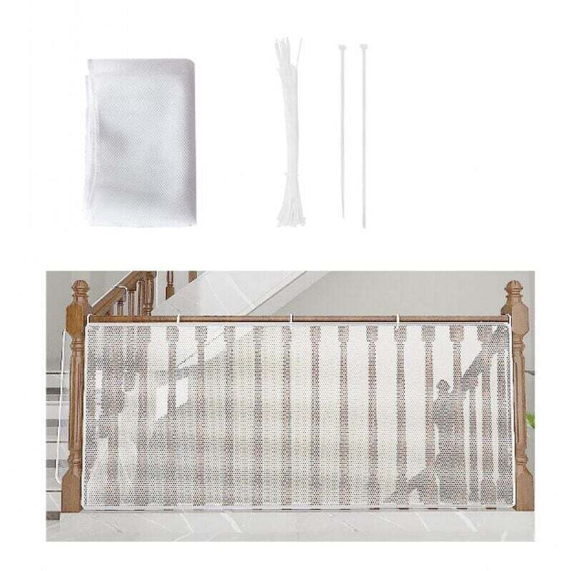 Kindersicherheitsnetz, Babysicherheitsnetz Für Balkon Und Treppe, 300 X 79 Cm, Robustes, Verstellbares Maschengewebe, Treppenschutzgitter Für Katzen Und Spielzeug, Weiß