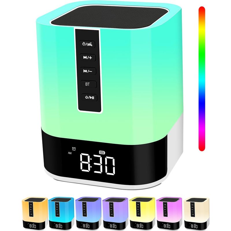 Bluetooth-lautsprecher Mit Nachtlicht, Kinderwecker, Berührungsempfindliche Nachttischlampe, Nachtlicht Mit Weißem Rauschen, Geschenkidee Für Teenager, Mädchen, Jungen, Kinder, Frauen, Geburtstage