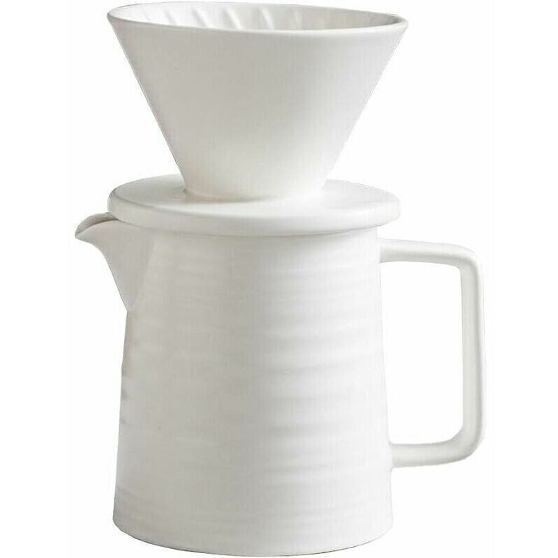500-ml-kaffeemaschinen-set, Premium-v60-keramikfilter Und Filterkanne, 1-2-tassen-filterkaffeemaschine Für Den Hausgebrauch (weiß)