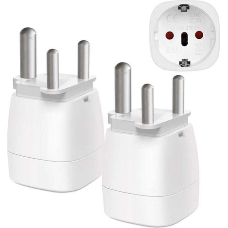 [2 Stück] Reiseadapter Frankreich Nach Südafrika, 2-poliger Europäischer Stecker Auf 3-poligen Typ M, Steckeradapter Für Mosambik, Bhutan, Namibia Und Botswana