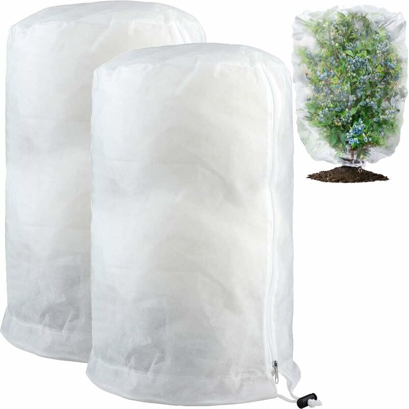 Winterschutzhüllen-set (2er-pack), Pflanzenschutzhülle Mit Kordelzug Und Reißverschluss, 80 G/m² Polypropylen, Wiederverwendbar Und Strapazierfähig, 120 X 180 Cm