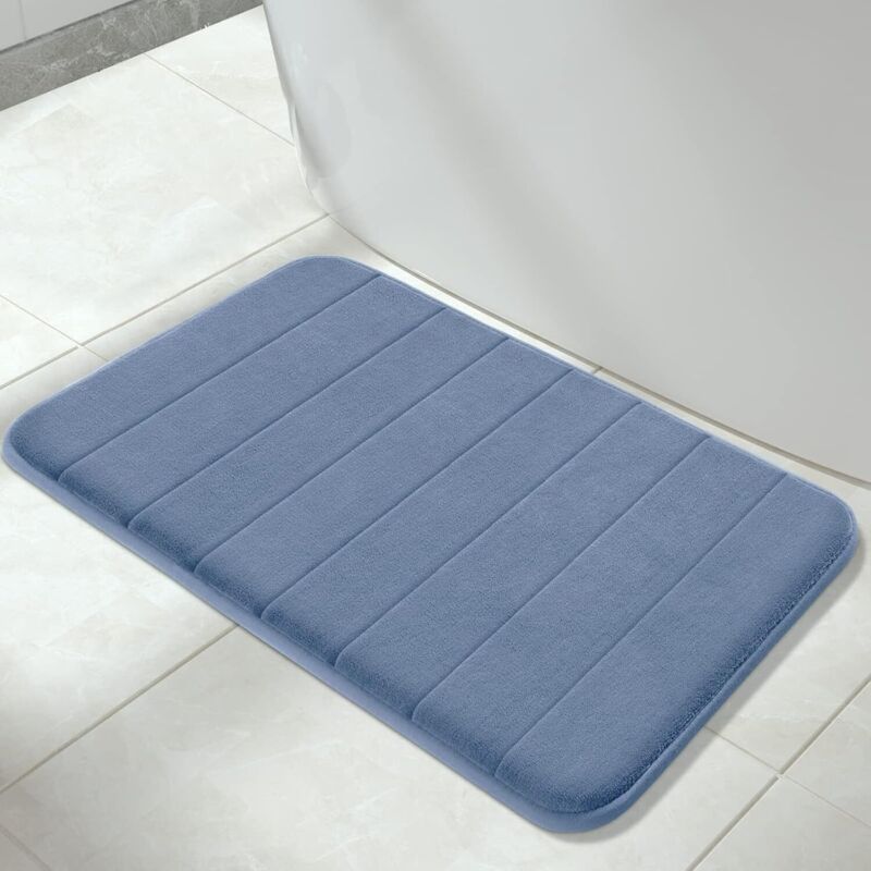 Rutschfeste Badematte, 80 X 50 Cm, Super Saugfähig, Dick, Maschinenwaschbar, Schnelltrocknend, Denimblau