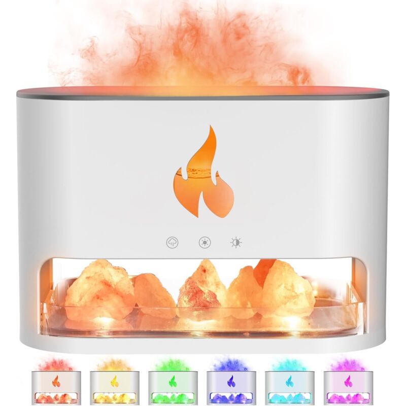Weißer Ätherischer Öldiffusor Mit Himalaya-salzlampe, 250 Ml, Kaltnebel-luftbefeuchter, Mehrfarbiges Licht