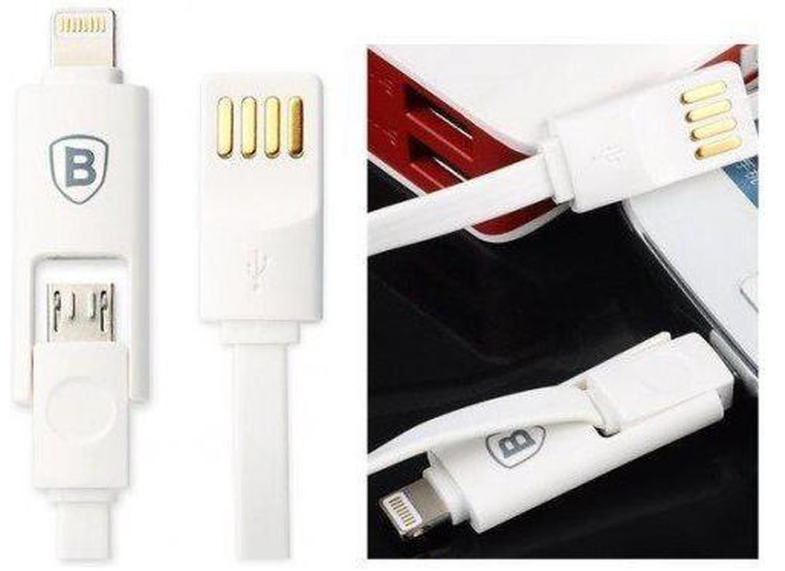 Dual-port-iphone-micro-kabel Baseus Weiß