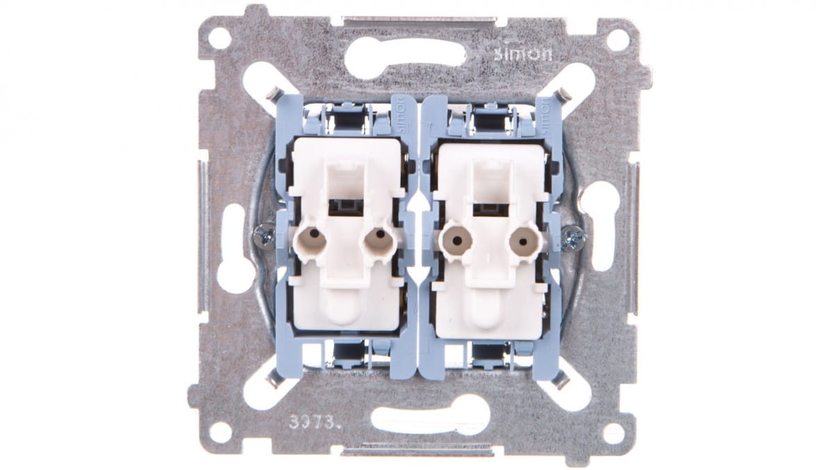 Simon 54 Doppeltreppenschalter Mit Beleuchtung, 10ax 250v Mechanismus, Schnellverbinder, Sw6/2xlm