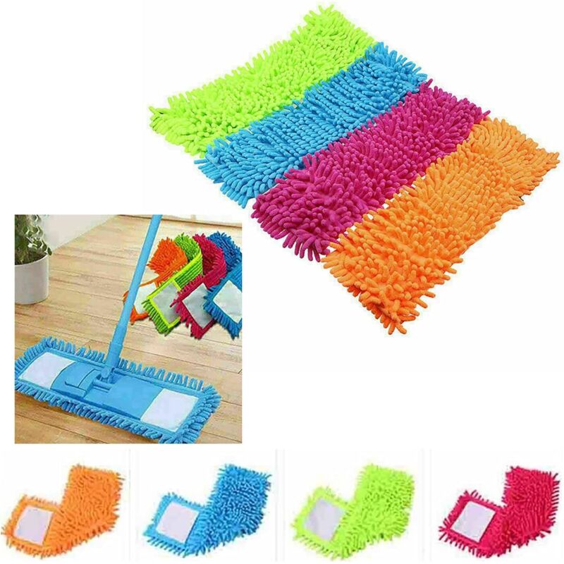 Set Mit 4 Ersatz-mikrofaser-moppköpfen Mit Chenille-nudelkopf, Für Nass- Und Trockenmopps, Super Saugfähig Und Waschbar, Für Schule, Haushalt Und Gastronomie (40 X 12 Cm)