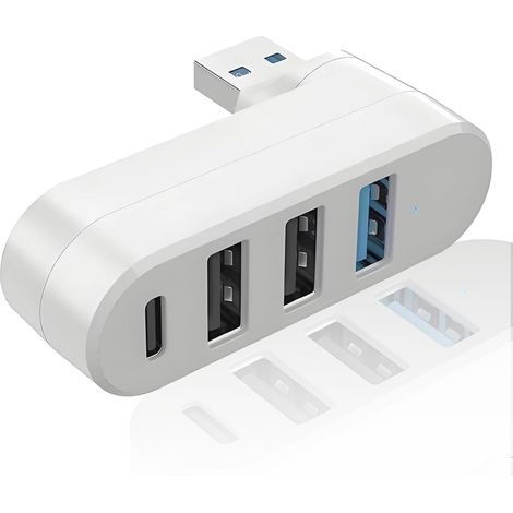 4-port-usb-hub, 3 Usb 3.0-anschlüsse + 1 Usb-c-anschluss, 180° Drehbarer Adapter, Splitter Für Macbook, Laptop