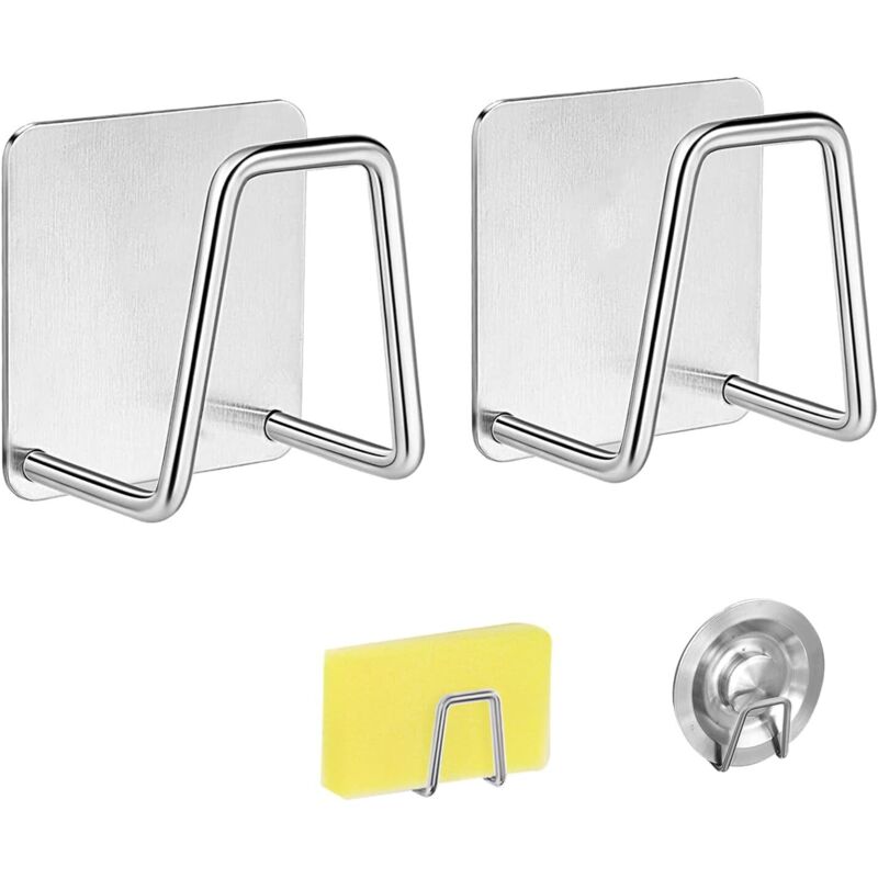 Set Mit 2 Robusten Und Auslaufsicheren Schwammhaltern Aus Edelstahl, Universell Einsetzbar, Zur Aufbewahrung Und Zum Abtropfen (silber)