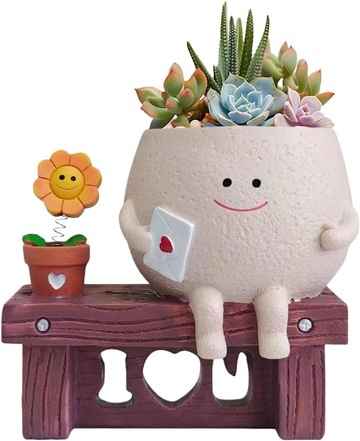 Pot De Fleurs Avec Smiley, Jolis Pots De Fleurs Avec Tournesols Et Lettres, Pot Pour Plantes Grasses Avec Trou De Drainage, Pots De Fleurs D'Intérieur Originaux, Idées Cadeaux Pour Maman