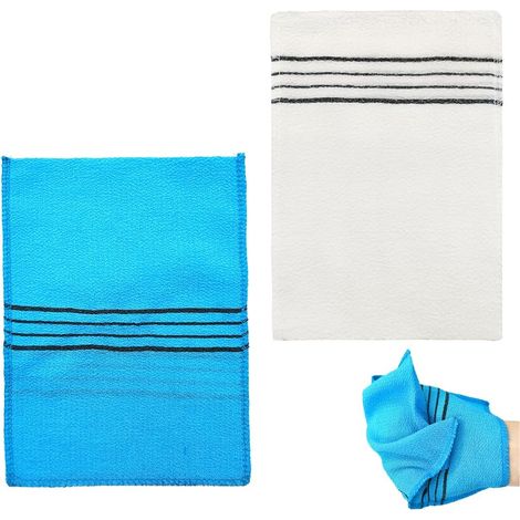Set Aus 2 Weißen Türkischen Hammam-handschuhen [peelinghandschuh, Peelingdusche Und Körperhandtuch]
