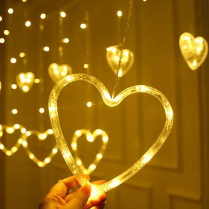 Herzförmige Led-lichterkette, 138 Leds – 8 Leuchtmodi – 3 Meter Lang – Warmweißes Licht – Schutzart Ip44, Geeignet Für Den Außenbereich.