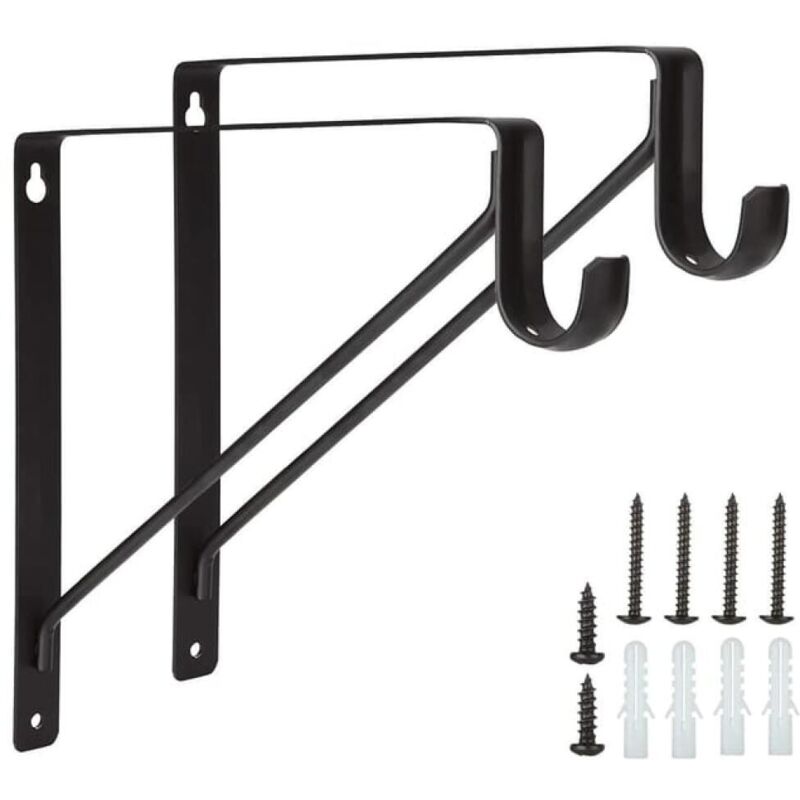 Set Mit 2 Regalhalterungen, 150 Kg Tragkraft, Fester 90-grad-metallhaken, Stabile Dreieckige Halterung Für Schwebende Kleiderstange
