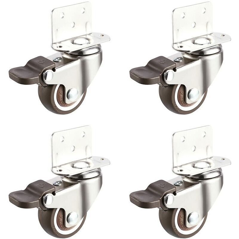 4er-set Tpe-möbelrollen Mit Bremsen, Lenkrollen Mit L-förmiger Montageplatte, Gummirollen Für Kinderzimmer, Möbel Und Pflanzgefäße (25 Mm).
